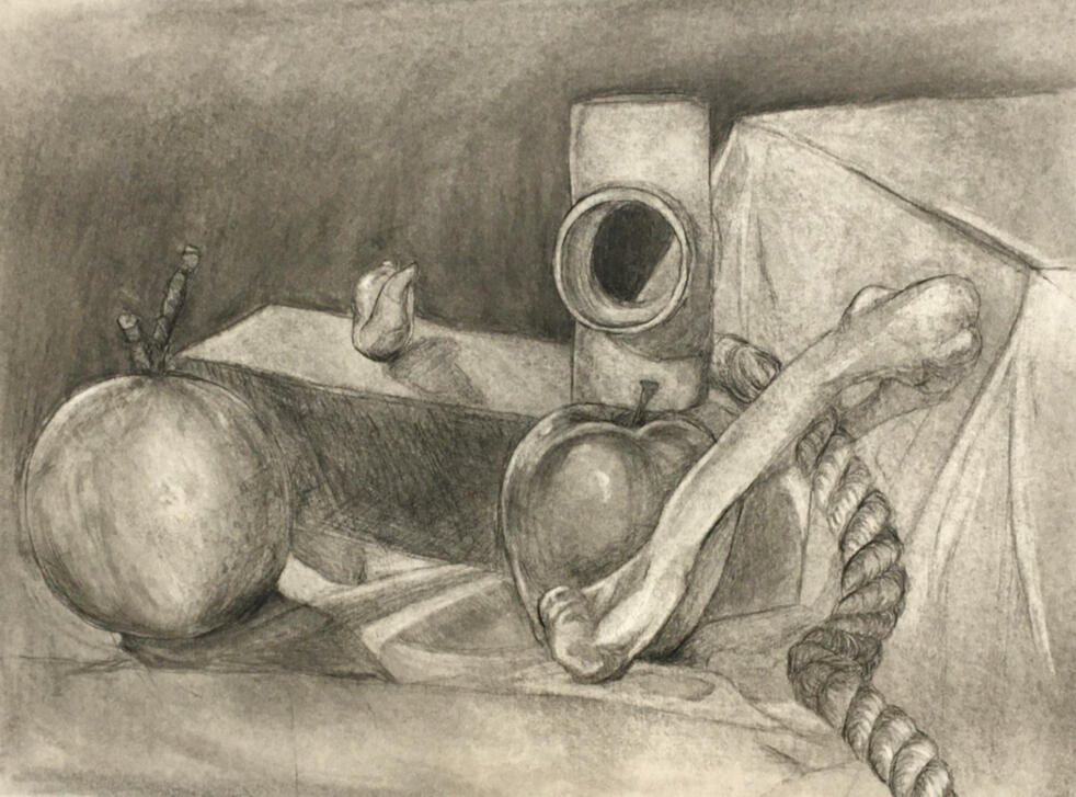 Charcoal still life study, Summer of Art 2022